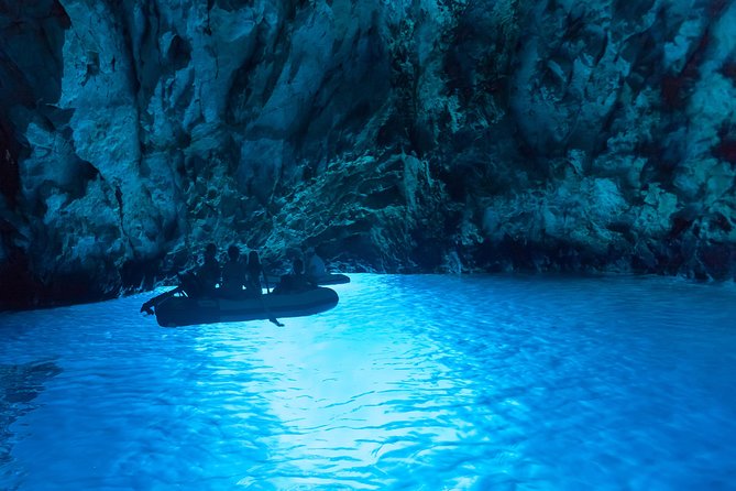 Blue cave & Hvar, 5 islands speed boat tour with unique boats from Split - Stop 2: Komiza on Vis for breakfast coffee and that Mamma Mia filming vibe