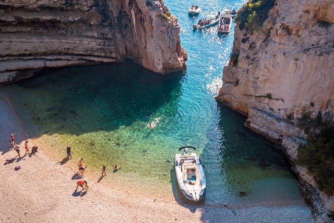 Blue Lagoon and 3 Islands Half Day Tour by Speed Boat - Trogir - Stop 3: Labadusa Bay on Ciovo, beach time without the stress