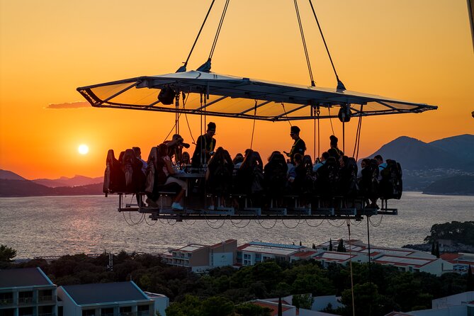 Dinner in the Sky Dubrovnik - Dine 50m above ground - Menu choices: meat, fish, vegetarian, or Journey Through Croatia tasting