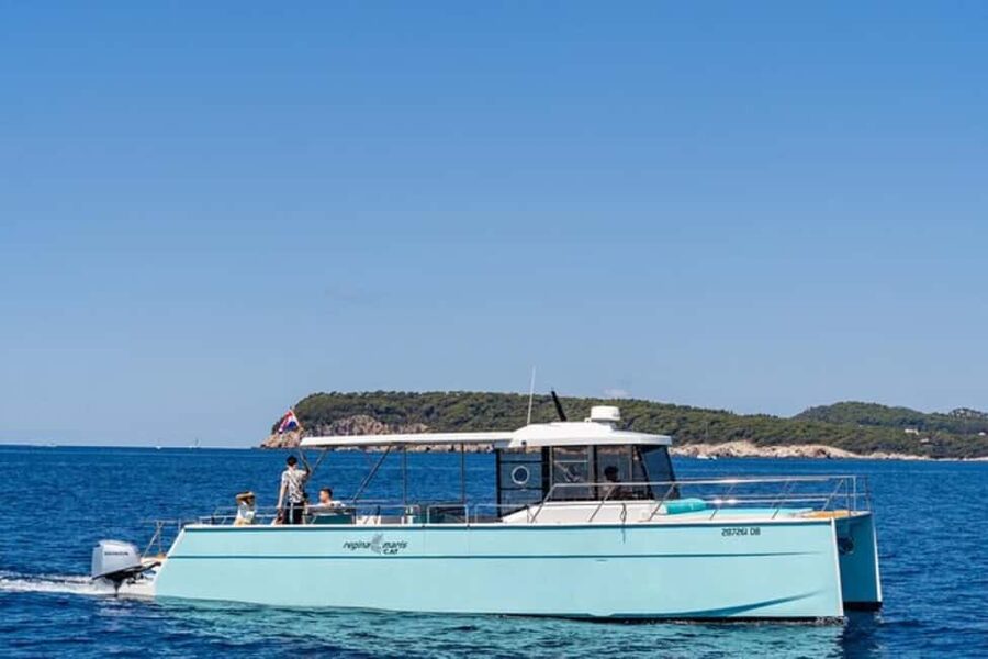 Dubrovnik: Blue Cave Catamaran Tour with Drinks and Snorkel - Šunj Beach on Lopud: Soft Sand Win, Plus a Swim-In Shore Arrival