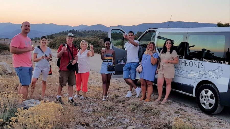 Dubrovnik: Sunset Panorama Tour with Glass of Wine - Price and value: $41 for wine, transport, and real viewpoints