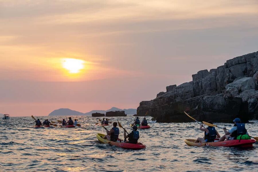 Dubrovnik: Sunset Sea Kayaking Tour - Betina Cave Beach Snorkeling: Cool-off time that can be hit or miss