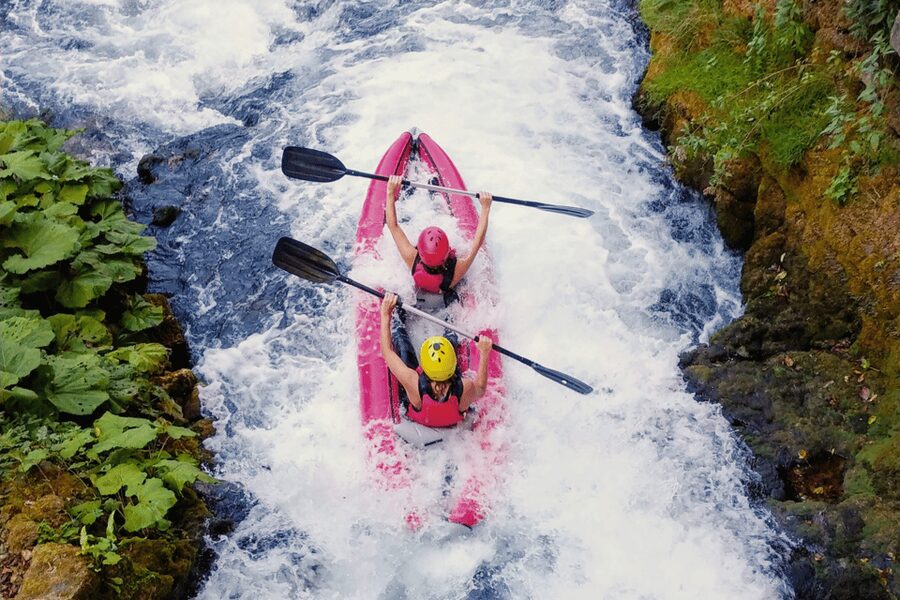 From Slunj: Mreznica Kayaking Adventure - Cliff-jump and waterfall moments: adrenaline with real guide control
