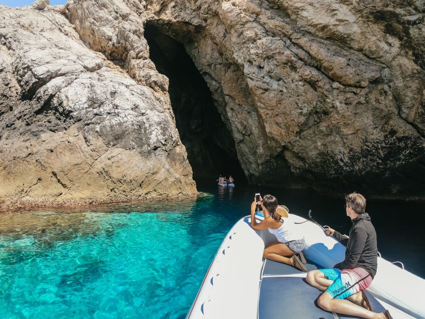 From Split: Blue Cave & 5 Islands with Vis & Hvar Boat Tour - Pakleni Islands quick snapshot from the sea