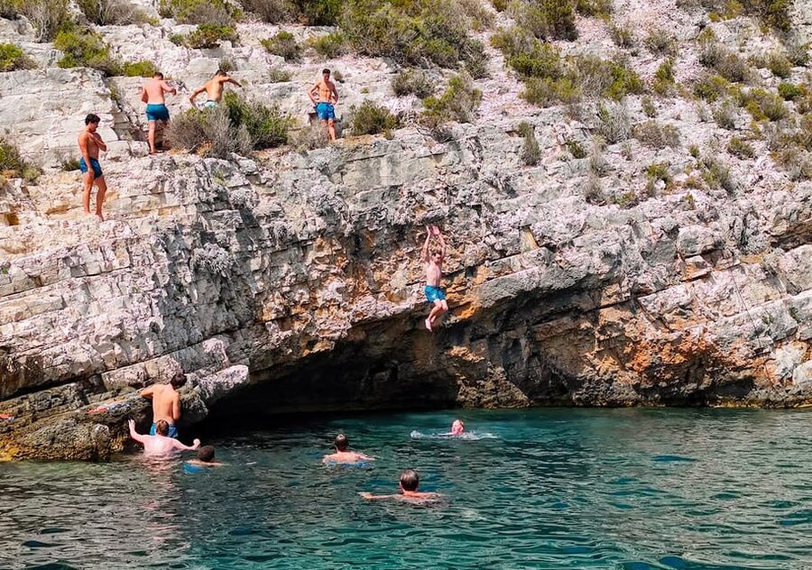 From Vis: Speedboat tour - Vis, Biševo & Blue Cave (private) - Budikovac Blue Lagoon on Budikovac: walk, swim, and safety brief