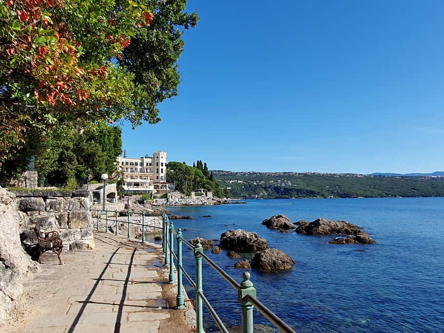 From Zagreb: Opatija, Rijeka & Kastav Mediterranean Day Tour - Rijeka: Trsat Castle Views and the Sanctuary of Our Lady of Trsat