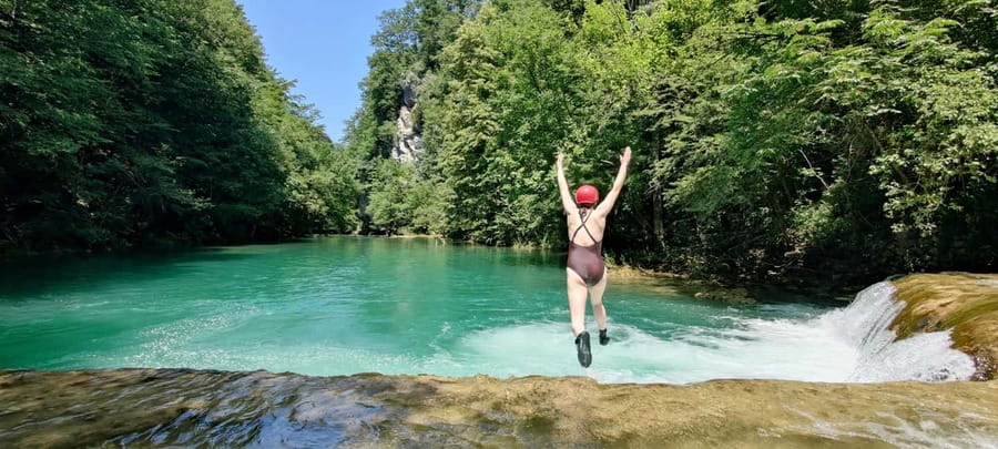 Kayaking Mreznica Waterfalls in Natural Monument - Waterfall Jumps and swim stops: 1 to 8 m, plus behind-the-water time