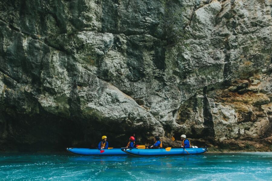 Kayaking Mreznica Waterfalls in Natural Monument - Gear That Keeps You Warm and moving: kayaks, helmets, wetsuits