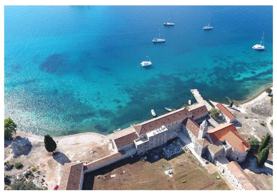 Korčula 3 ISLAND CATAMARAN TOUR Badija - Vrnik - Stupe - Badija Island: lagoon calm, monastery views, and an easy swim start