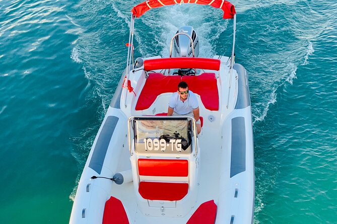 Private Blue Lagoon and island Solta speedboat tour - FULL DAY - Maslinica Beach on Šolta: The Pebble Break and Castle Background