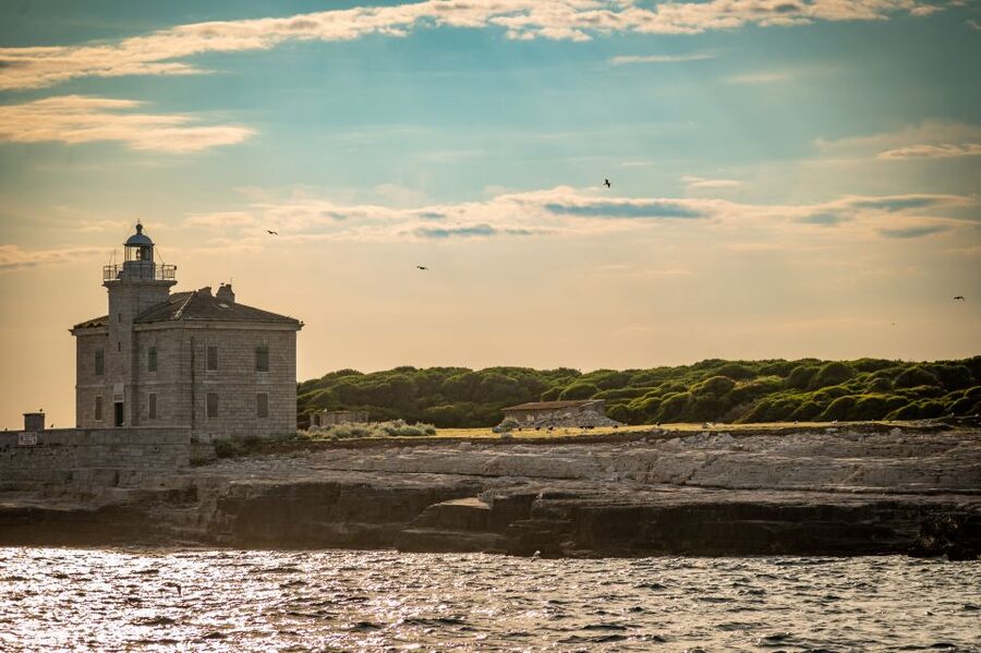 Pula: Brijuni National Park Sunset, Dolphins & Dinner Cruise - Sunset cruise back to Pula harbor and the Amphitheater lights