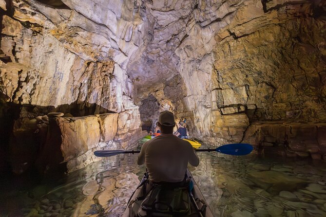 Pula Kayaking at Blue Cave with Cliffs Tour and Snorkeling - Inside the Blue Cave, waterproof lights and a real water-only feel