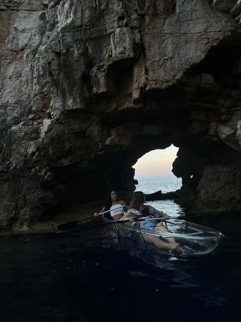 Pula: Sunset/Night Illuminated Transparent Kayak Tour - The sea canyon and cave effect, when the walls start glowing