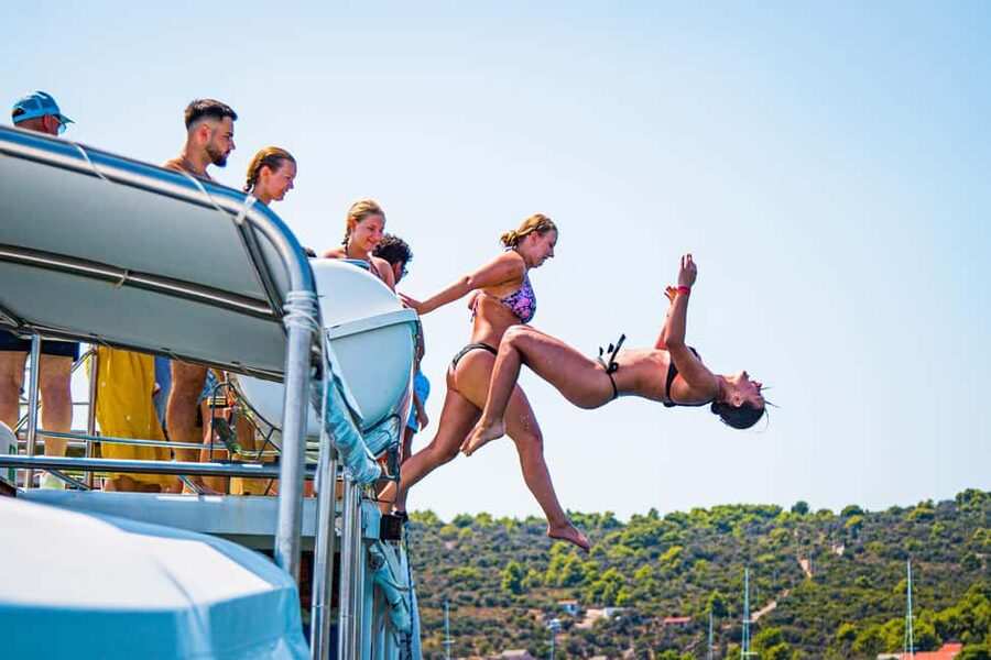 Split: Blue Lagoon, 3Islands, Boat Trip, Mediterranean lunch - Waterslide, ramp, and the onboard fun that keeps the day moving