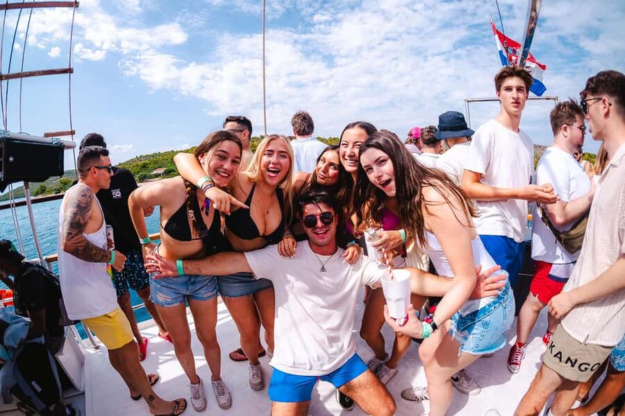 Split: Blue Lagoon Boat Party with Slide, Dj and After Party - Hidden bay swim stop: a quieter break before the main Blue Lagoon hour