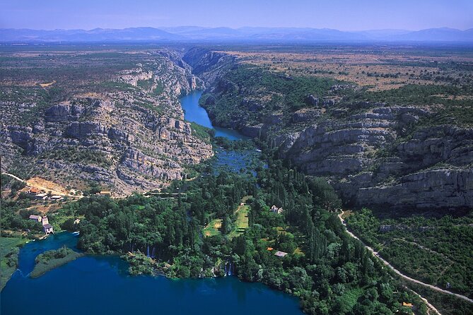 The Wonder of nature route - Panoramic Flight over Plitvice Lakes & Krka NP - The Krka and Visovac Part: Waterfalls Plus an Island Monastery