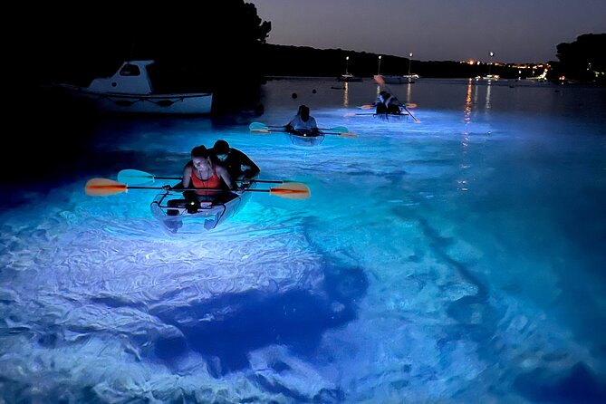 Transparent Kayak Night Glow Experience from Pula - Paddling at Twilight: Shallow Water, Big Views