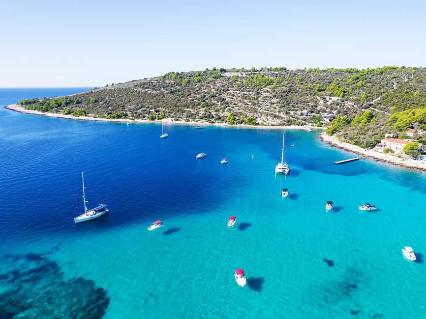 Trogir: Blue Lagoon, Maslinica, and Solinska Bay Boat Tour - Solinska Bay: jump time, swim, and a pine-shaded beach option