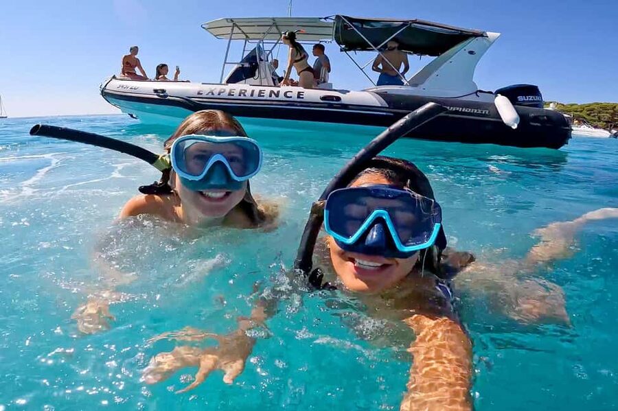 Zadar: Island-Hopping, Swimming & Snorkeling SpeedBoat Tour - First stop on Ugljan Island: turquoise water and snorkeling gear