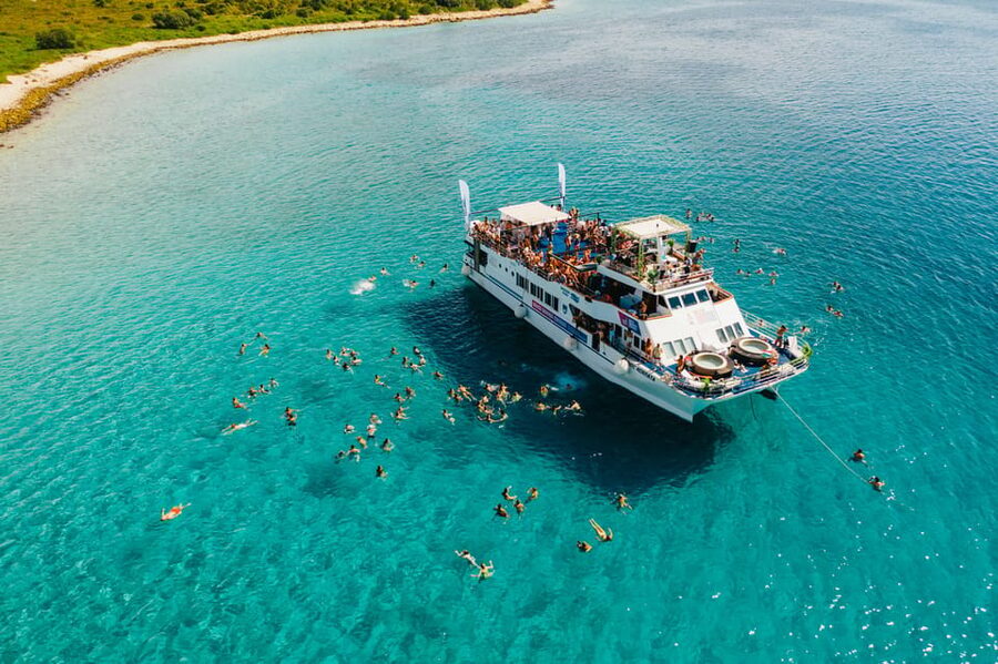 Zrce: Novalja Boat Party Booze Cruise - The Swim Stop: 30 Minutes in the Water and the No-Alcohol Rule